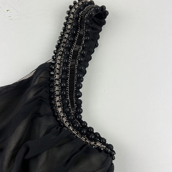 ***SOLD****bebe  single shoulder elegant beaded tank top - Picture 2 of 9